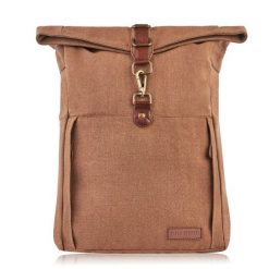 Plecak męski ze skóry wegańskiej PAOLO PERUZZI E-06-BR brązowy. Brązowe plecaki męskie Paolo Peruzzi, bez wzorów, z bawełny. Za 139.99 zł.