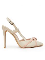 DeeZee Szpilki HT92831-166 Écru. Sandały damskie DeeZee, bez wzorów, ze skóry, bez obcasa, na szpilce, bez zapięcia. Za 139.99 zł.