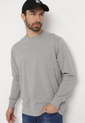 Jasnoszara Bluza Jenylis. Szare bluzy męskie Born2be, m, bez wzorów, z dzianiny, bez ramiączek, bez kaptura. Za 44.99 zł.
