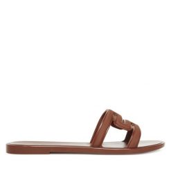 Klapki Melissa. Brązowe klapki damskie Melissa, bez wzorów, bez obcasa, bez zapięcia. Za 179.99 zł.