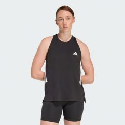 Damski tank top adidas Iconic. Czarne topy damskie Adidas, bez wzorów, eleganckie, bez kołnierzyka, bez ramiączek. Za 129.00 zł.