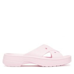 Klapki Crocs. Czerwone klapki damskie Crocs, bez wzorów, bez obcasa, bez zapięcia. Za 129.99 zł.