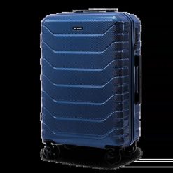 Walizka średnia Wings CRAKE 24" MIDDLE BLUE. Niebieskie walizki damskie Wings, bez wzorów, z materiału, duże. Za 209.93 zł.