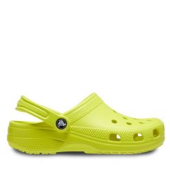 Klapki Crocs. Żółte klapki damskie Crocs, bez wzorów, bez obcasa, bez zapięcia. Za 159.99 zł.