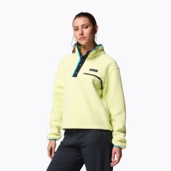 Bluza polarowa damska Columbia Helvetia II Cropped Half Snap Fleece. Żółte bluzy damskie Columbia, bez wzorów, z polaru, sportowe, bez ramiączek, bez kaptura. Za 239.99 zł.
