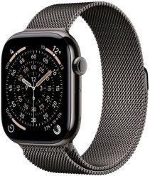 Smartwatch Apple Watch 11 GPS + Cellular 46mm Slate Titanium Milanese Loop M/L Grafitowy (MFD44ZR/A). Szare zegarki smartwatch Apple, bez wzorów. Za 4,006.27 zł.