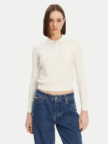 Lacoste Sweter AF9264 Écru Regular Fit. Swetry nierozpinane damskie Lacoste, bez wzorów, z bawełny, bez kołnierzyka, bez ramiączek. Za 399.99 zł.