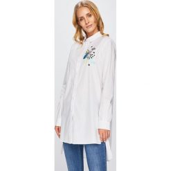 Trussardi Jeans - Tunika. Białe sukienki damskie TRUSSARDI JEANS, na co dzień, s, bez wzorów, z bawełny, casualowe, bez kołnierzyka, bez ramiączek, proste. W wyprzedaży za 499.90 zł.