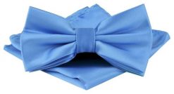 Mucha Męska w Zestawie z Poszetką - Alties - Jasnoniebieska. Niebieskie krawaty i muchy Alties, bez wzorów, eleganckie. Za 65.00 zł.
