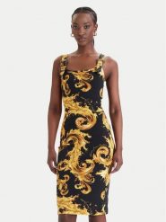 Versace Jeans Couture Sukienka codzienna 80HAO943 JS550 Czarny Slim Fit. Czarne sukienki damskie Versace Jeans Couture, na co dzień, bez wzorów, z bawełny, bez kołnierzyka, bez ramiączek, proste. Za 953.99 zł.