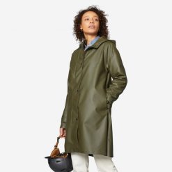 Parka na rower miejski Btwin 540 unisex przeciwdeszczowa. Brązowe parki damskie B'TWIN, s, bez wzorów, z materiału, sportowe, bez kołnierzyka, bez kaptura. Za 319.99 zł.