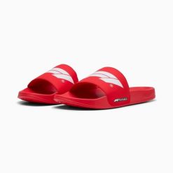 Klapki plażowe Puma F1 LEADCAT 2.0 LOGO 30884602. Czerwone klapki damskie Puma, bez wzorów, z materiału, bez zapięcia. Za 181.34 zł.