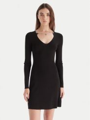 HUGO Sukienka dzianinowa Sibery 50548244 Czarny Slim Fit. Czarne sukienki damskie Hugo, s, bez wzorów, z dzianiny, bez kołnierzyka, bez ramiączek. Za 799.99 zł.