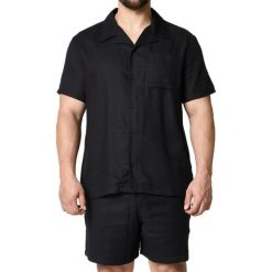 Koszula plażowa BOSS Vida_Shirt NERO (50540154-001). Czarne koszule męskie Boss, m, bez wzorów, casualowe, bez kołnierzyka, bez ramiączek. Za 379.00 zł.