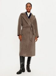 Weekend Max Mara Płaszcz wełniany Tempera 2425016102 Brązowy Regular Fit. Brązowe płaszcze damskie Weekend Max Mara, na zimę, bez wzorów, z wełny, bez kołnierzyka, bez kaptura. Za 3,649.00 zł.