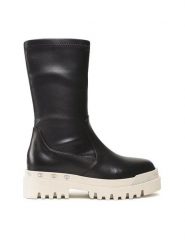 Badura Botki 3040 Czarny. Czarne botki damskie Badura, bez wzorów, ze skóry, bez obcasa, na płaskiej podeszwie, bez zapięcia. Za 279.99 zł.