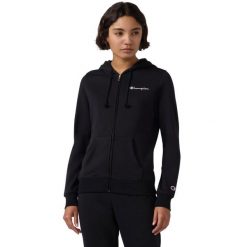 Bluza damska Champion Full Zip Hoodie Sweatshirt. Czarne bluzy damskie Champion, m, bez wzorów, z bawełny, bez ramiączek, z kapturem. Za 205.99 zł.