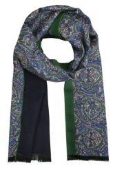 Elegancki Szalik Bawełniany - Alties - Orientalny Wzór, Niebieski i Zieleń. Zielone szaliki męskie Alties, bez wzorów, z bawełny. Za 99.00 zł.