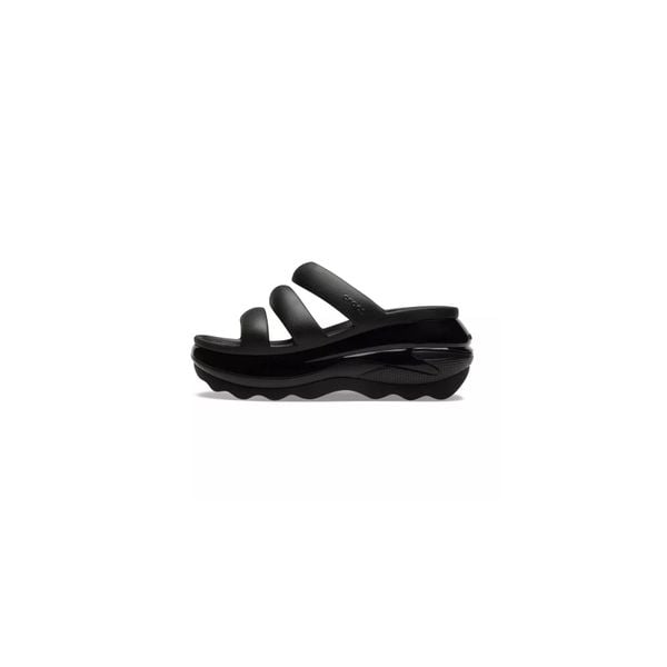 Klapki damskie Crocs Mega Crush Triple Strap. Czarne klapki damskie Crocs, bez wzorów, z materiału, sportowe, bez obcasa, bez zapięcia. Za 396.00 zł.
