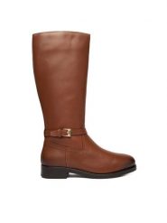 Tommy Hilfiger Kozaki Th Buckle Riding Lthr Long Boot FW0FW08873 Brązowy. Brązowe kozaki damskie Tommy Hilfiger, bez wzorów, ze skóry, bez obcasa, na płaskiej podeszwie, bez zapięcia. Za 999.99 zł.