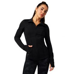 Kurtka treningowa damska Fabletics Perfect Storm. Czarne kurtki sportowe damskie FABLETICS, s, bez wzorów, z elastanu, bez ramiączek, bez kaptura. Za 382.80 zł.