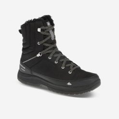Buty turystyczne męskie Quechua NH100 wodoodporne. Czarne buty zimowe męskie QUECHUA, na zimę, bez wzorów, przed kolano, bez obcasa, bez zapięcia. W wyprzedaży za 149.99 zł.