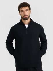 4F Bluza dresowa z dzianiny waflowej męska - czarna M. Czarne bluzy sportowe męskie 4F, m, bez wzorów, z dresówki, bez kaptura. W wyprzedaży za 89.99 zł.