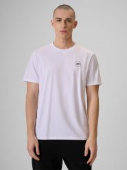 4F T-shirt relaxed z nadrukiem męski - biały M. Białe t-shirty męskie 4F, m, bez wzorów, z bawełny, bez kołnierzyka, bez ramiączek. Za 79.99 zł.