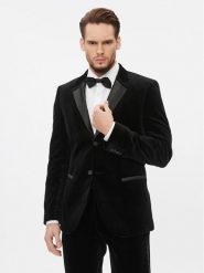 Hugo Marynarka Henry234E1 50502346 Czarny Slim Fit. Czarne garnitury męskie Hugo, m, bez wzorów, z bawełny, biznesowe, bez kołnierzyka, bez ramiączek. Za 1,509.00 zł.
