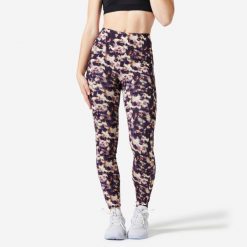 Legginsy fitness damskie Domyos 520. Fioletowe legginsy damskie DOMYOS, bez wzorów, z bawełny. Za 19.99 zł.