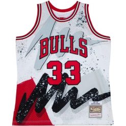 Koszulka Chicago Bulls Swingman Hyper Hoops 1997/98. Białe bluzki damskie Mitchell & Ness, bez wzorów, sportowe, bez kołnierzyka, bez ramiączek. Za 603.50 zł.