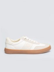Sneakersy damskie z kontrastową podeszwą beżowe TT274798 801. Brązowe obuwie sportowe damskie BIG STAR, bez wzorów, z dresówki, z okrągłym noskiem, bez zapięcia, na fitness i siłownię. Za 149.99 zł.