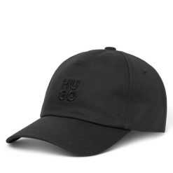 Czapka z daszkiem HUGO. Czarne czapki damskie Hugo, bez wzorów. Za 139.99 zł.