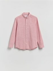 Bawełniana koszula slim fit - brudny róż. Czerwone koszule męskie Reserved, l, bez wzorów, z bawełny, bez kołnierzyka, bez ramiączek. Za 119.99 zł.