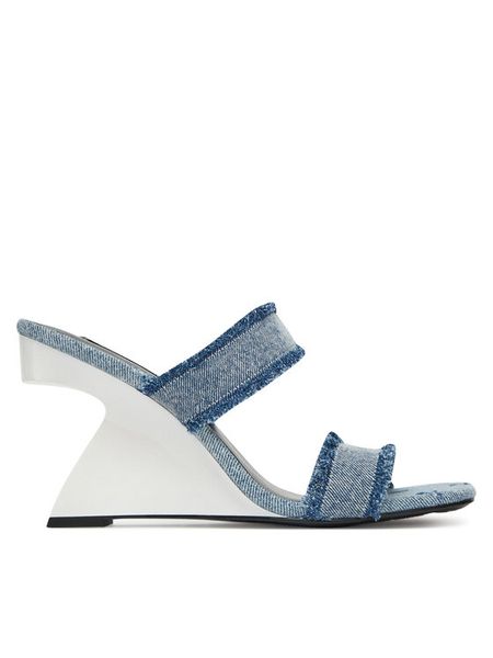 KARL LAGERFELD Klapki Waverly KL34611D Niebieski. Niebieskie klapki damskie KARL LAGERFELD, bez wzorów, z materiału, bez obcasa, bez zapięcia. Za 809.99 zł.