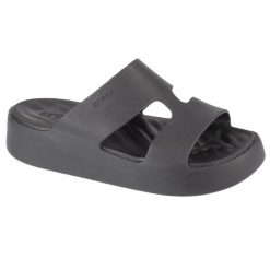 Klapki damskie Crocs 209409001. Czarne klapki damskie Crocs, bez wzorów, z materiału, sportowe, bez obcasa, bez zapięcia. Za 264.00 zł.