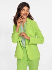 Olsen Marynarka 15001367 Zielony Regular Fit. Zielone marynarki i żakiety damskie Olsen, bez wzorów, z syntetyku, bez kołnierzyka, bez ramiączek. Za 429.99 zł.