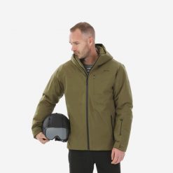 Kurtka narciarska i snowboardowa męska Quechua 500. Zielone kurtki sportowe męskie WED'ZE, na zimę, m, bez wzorów, z syntetyku, bez kaptura, narciarskie. Za 449.99 zł.