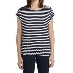 Koszulka turystyczna damska Tom Tailor Striped Crew-Neck. Białe koszulki sportowe damskie Tom Tailor, bez wzorów, z elastanu, bez ramiączek. W wyprzedaży za 80.00 zł.