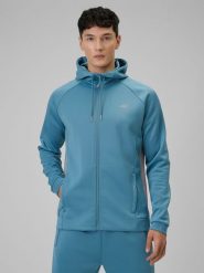 4F Bluza treningowa regular z kapturem męska - niebieska 3XL. Niebieskie bluzy sportowe męskie 4F, m, bez wzorów, ze skóry, z kapturem, na fitness i siłownię. Za 199.99 zł.