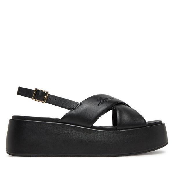 Sandały LOVE MOSCHINO. Czarne sandały damskie Love Moschino, bez wzorów, bez obcasa, na koturnie, bez zapięcia. Za 559.99 zł.