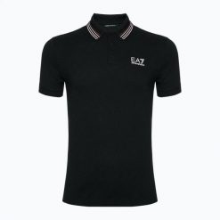 Koszulka męska EA7 Emporio Armani Golf Pro Polo Check. Czarne swetry męskie EA7 Emporio Armani, m, bez wzorów, z bawełny, eleganckie, bez kołnierzyka, bez ramiączek. Za 359.99 zł.