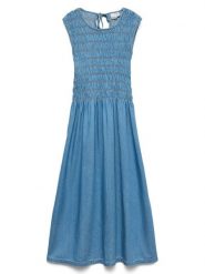 Vero Moda Sukienka jeansowa Nerina 10346564 Niebieski Regular Fit. Niebieskie sukienki damskie Vero Moda, m, bez wzorów, z bawełny, bez kołnierzyka, bez ramiączek. Za 269.99 zł.