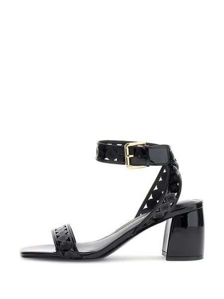 Guess Sandały FLJGST PAF03 Czarny. Czarne sandały damskie Guess, z aplikacjami, ze skóry, bez obcasa, na słupku, bez zapięcia. Za 292.00 zł.