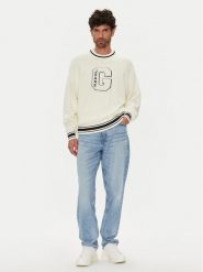 Guess Jeans Sweter M5YR21 Z3HM1 Écru Regular Fit. Swetry męskie Guess Jeans, m, z aplikacjami, z bawełny, bez kołnierzyka, bez ramiączek. Za 272.00 zł.