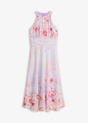 Sukienka midi z drapowaniem. Fioletowe sukienki damskie bonprix, bez wzorów, bez kołnierzyka, bez ramiączek, midi. Za 169.99 zł.