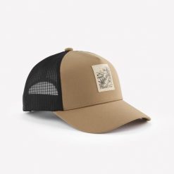 Czapka turystyczna z daszkiem Hike 500 Trucker. Brązowe czapki damskie FORCLAZ, bez wzorów, z elastanu, sportowe. Za 69.99 zł.