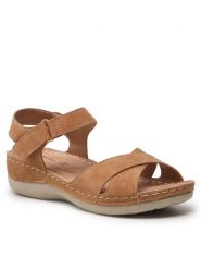 Clara Barson Sandały WSS20580-01 Brązowy. Brązowe sandały damskie Clara Barson, bez wzorów, ze skóry, bez obcasa, na płaskiej podeszwie, bez zapięcia. Za 99.99 zł.