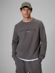 4F Bluza dresowa regular bez kaptura męska - szara L. Szare bluzy sportowe męskie 4F, l, z aplikacjami, z dresówki, bez kaptura. Za 169.99 zł.