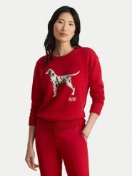 LAUREN RALPH LAUREN Sweter 200B27843001 Czerwony Relaxed Fit. Czerwone swetry nierozpinane damskie Lauren Ralph Lauren, s, bez wzorów, z bawełny, bez kołnierzyka, bez ramiączek. Za 1,018.99 zł.